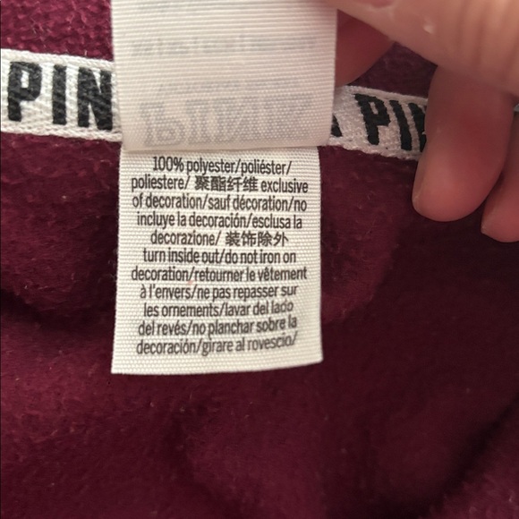 PINK brand size burgundy pull over fleece shirt size xs - Picture 4 of 7